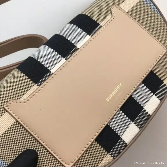 Official First Bag Ru Small Bag Olympia Canvas BURBERRY and Check Leather 0604